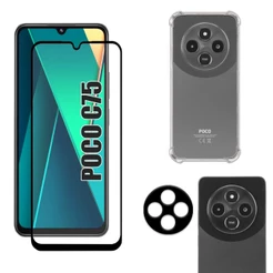Película Para Xiaomi Poco C75 | Vidro 3D - Capa Anti Shock - Película da Câmera 3D