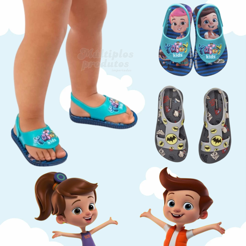 Sandália Chinelo Infantil Baby Meninos Modelos TotoyKids Liga da Justiça Batman Papete Bebê Original