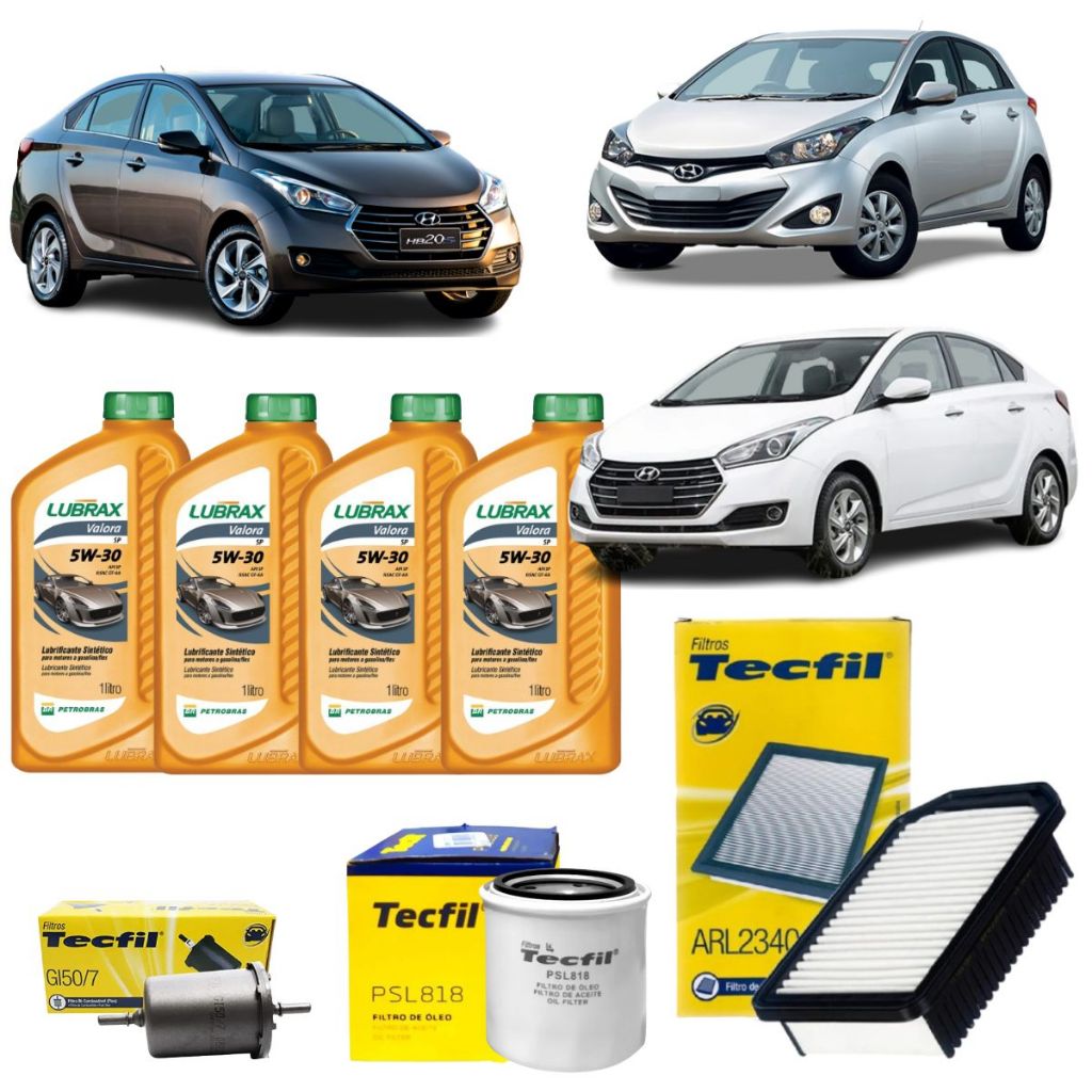 Kit Troca De Oleo E Filtros Hyundai HB20 S 1.6 16V 5W30 Sintético