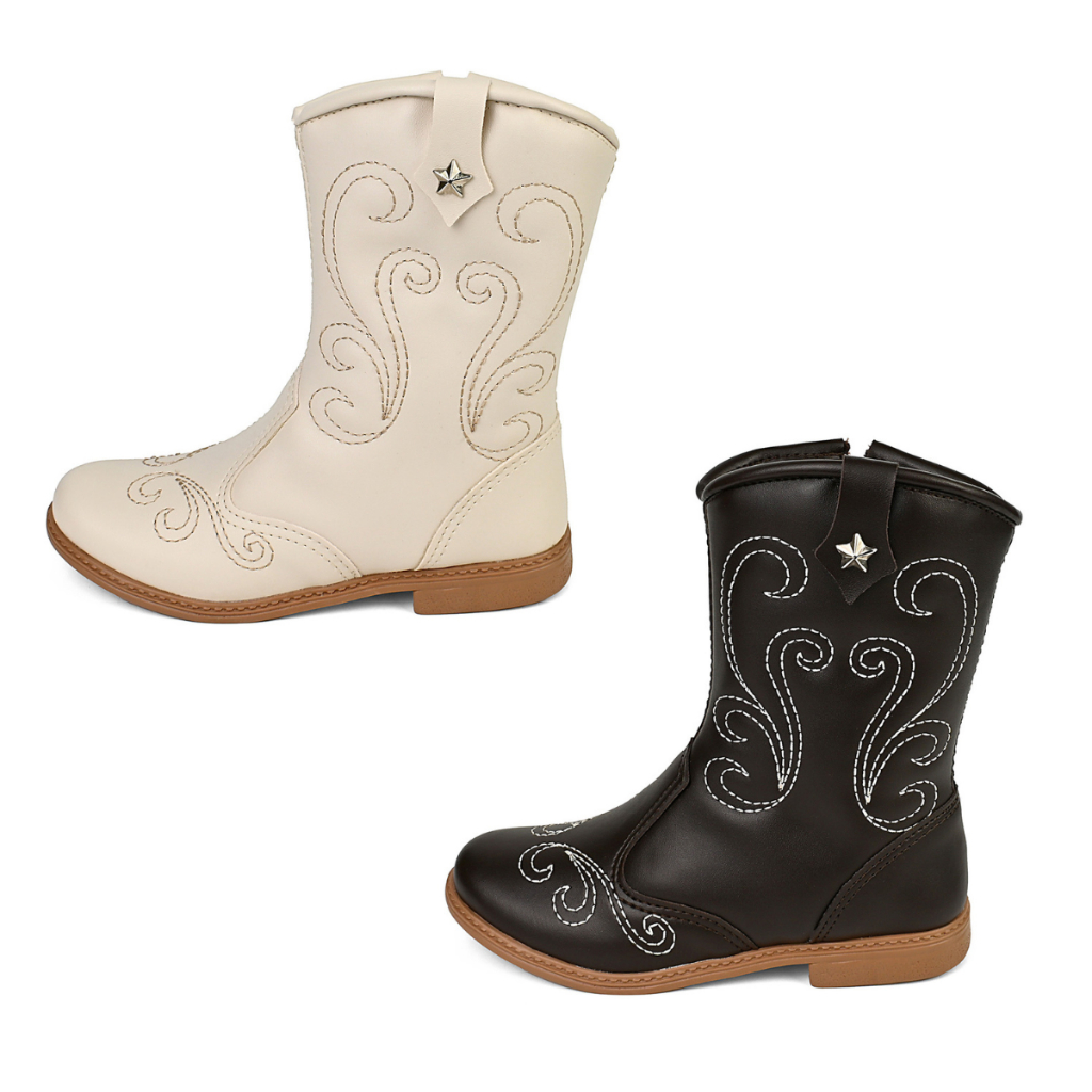 Bota Texana Infantil Cano Alto Bordada Feminina Menina Boiadeira Country Lulopé em Oferta na Shopee