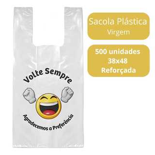 Sacola Plástica 38x48 e 30x40 Sacola Virgem Volte Sempre - Reforçada