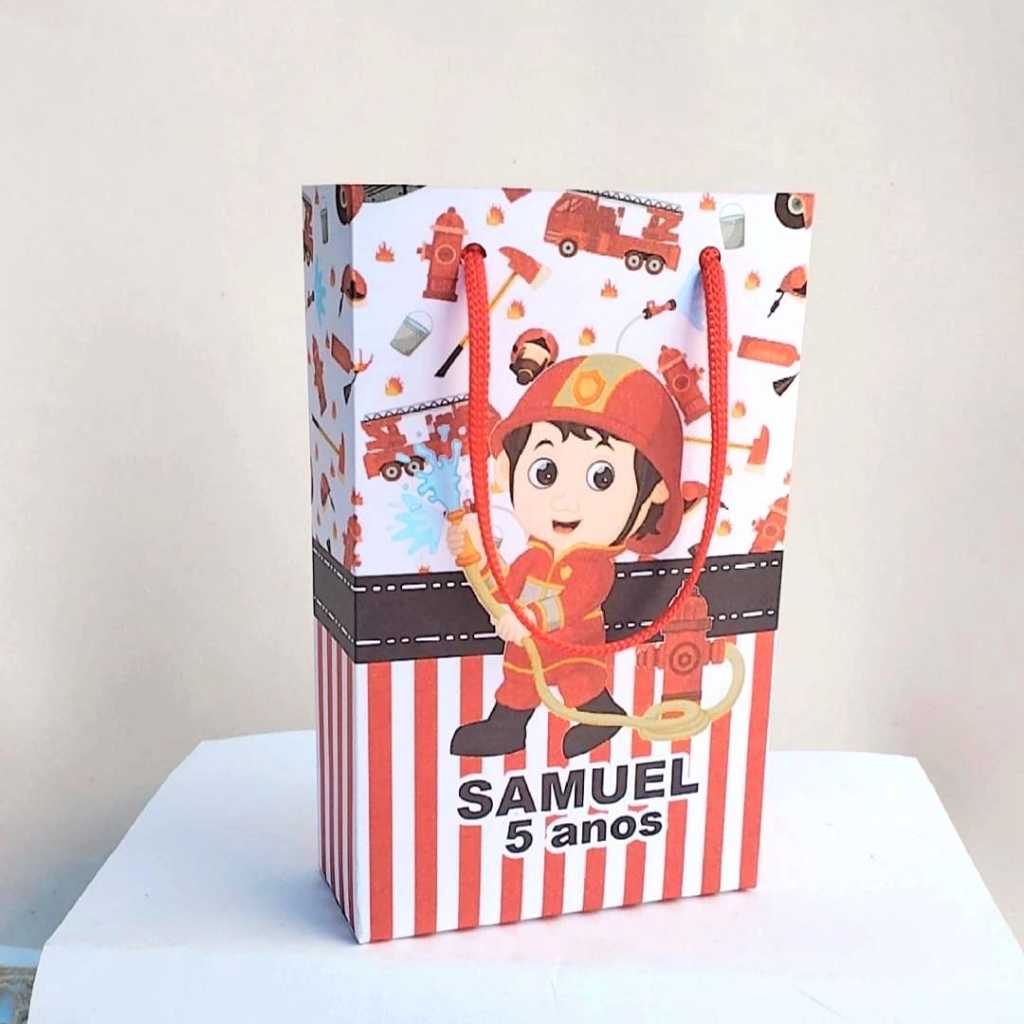 Kit Sacolinha Surpresa Festa Infantil Personalizado BOMBEIRO | Lembrancinhas | Aniversário | PEGUE E MONTE