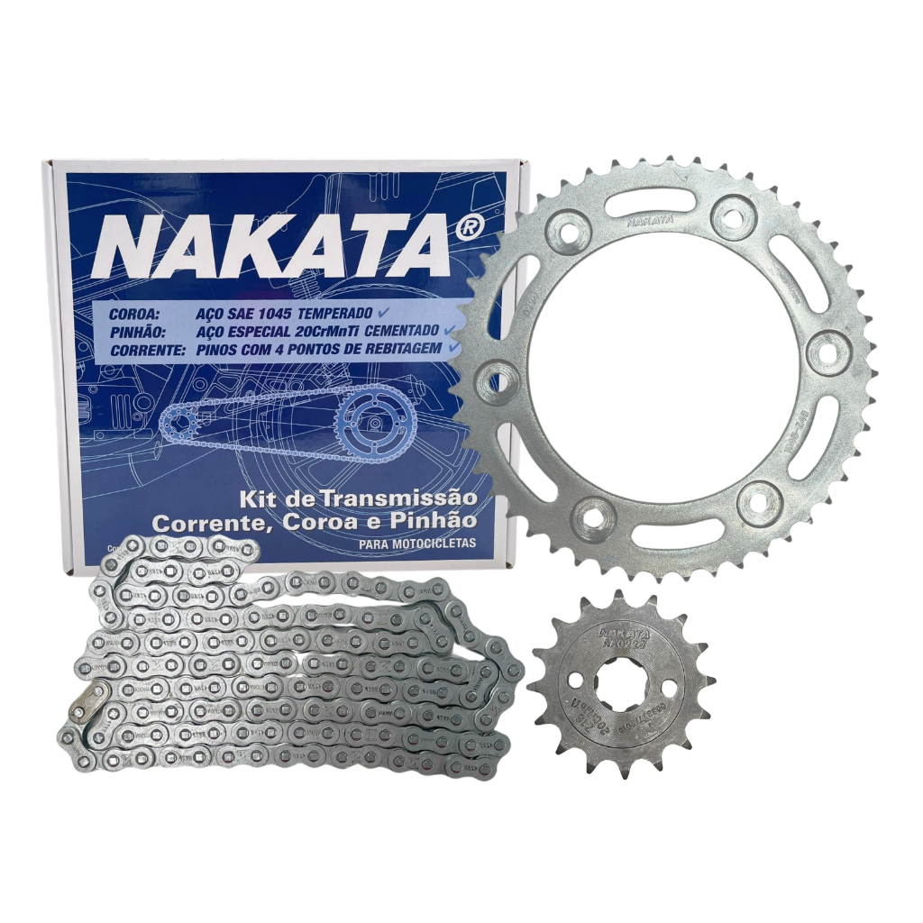 Kit Relação Transmissão NXR Bros 160 Xre 190 2016 2017 2018 2019 2020 2021 2022 2023 Original Nakata em Oferta na Shopee