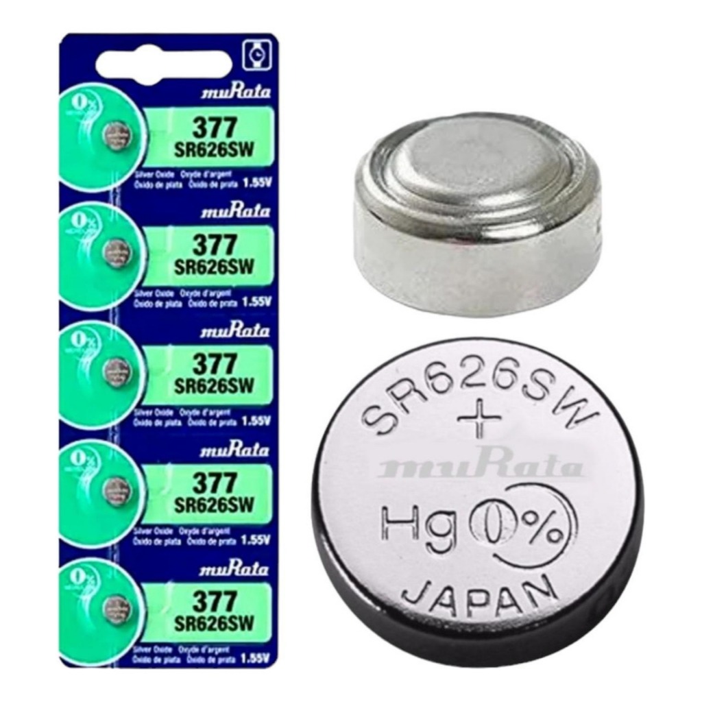 05 Bateria Relógio de pulso 377 SR626SW Murata 01 Cartela 5 un em Oferta na Shopee