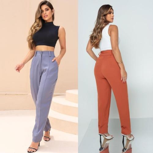 CALÇA FEMININA ALFAIATARIA PREMIUM CINTURA ALTA COM BOLSOS LATERAIS