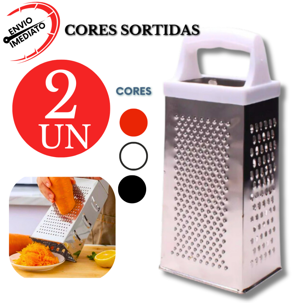 Kit 2 Ralador 4 Faces Aço Inox Manual Para Queijo Legumes Verduras Alho Frutas Cozinha Restaurante