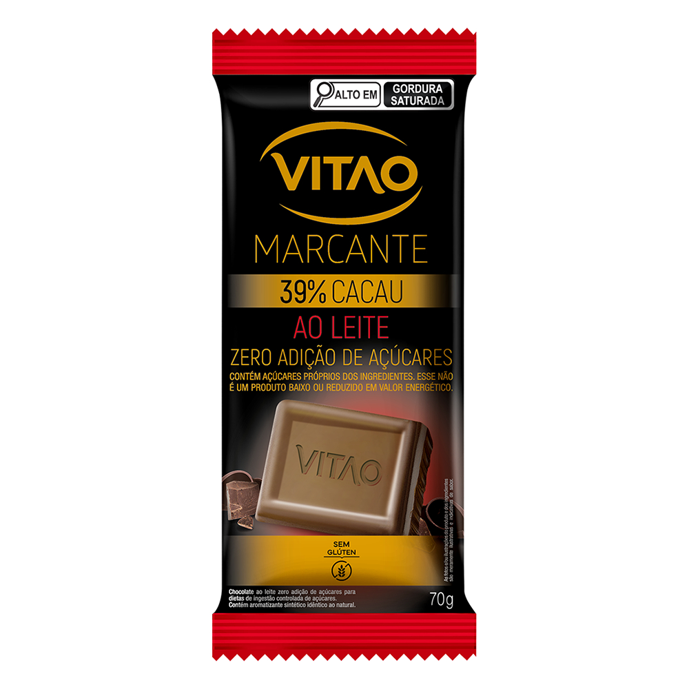 Chocolate ao Leite Zero Açúcar Marcante 70 g - Sem Glúten