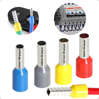 Tubular Ilhós terminal 2,5 4,0 6,0 10mm kit 200pçs crimpar em Oferta na Shopee