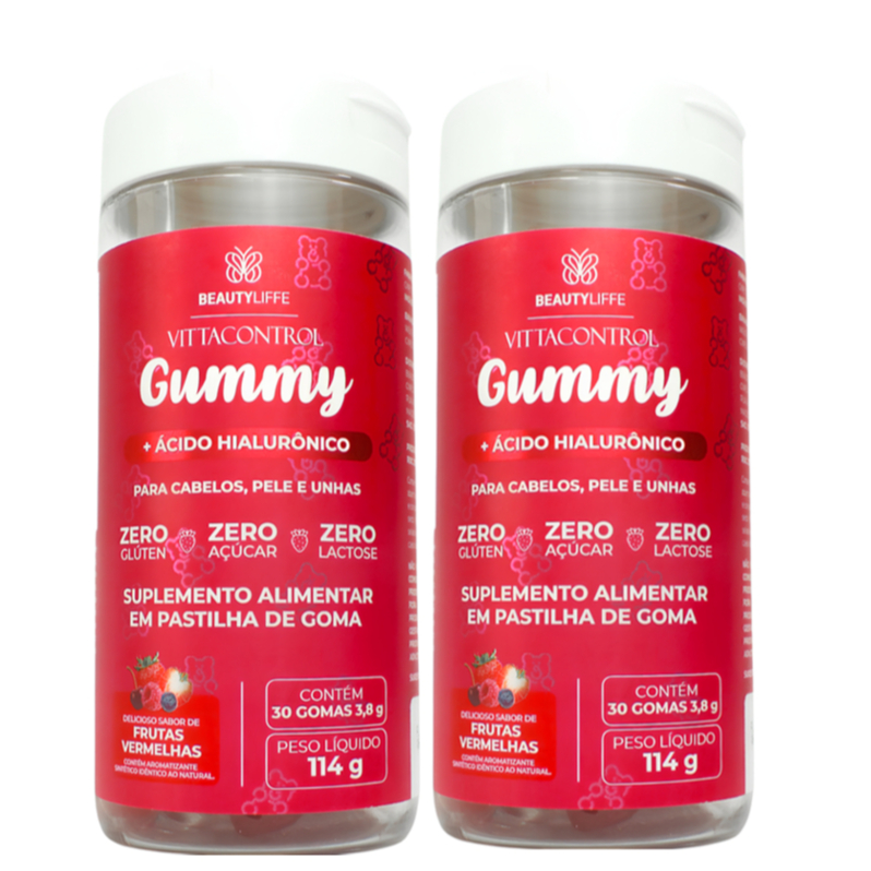 Kit 2 VittaControl Gummy ZERO Vitamina para Crescimento Fortalecimento Cabelo, Unhas e Pele Linda em Oferta na Shopee