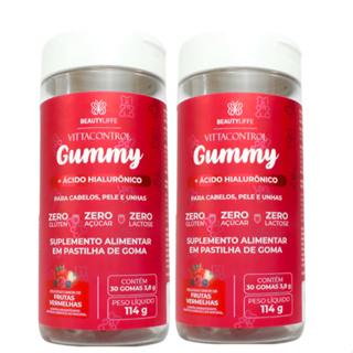Kit 2 VittaControl Gummy ZERO Vitamina para Crescimento Fortalecimento Cabelo, Unhas e Pele Linda em Oferta na Shopee