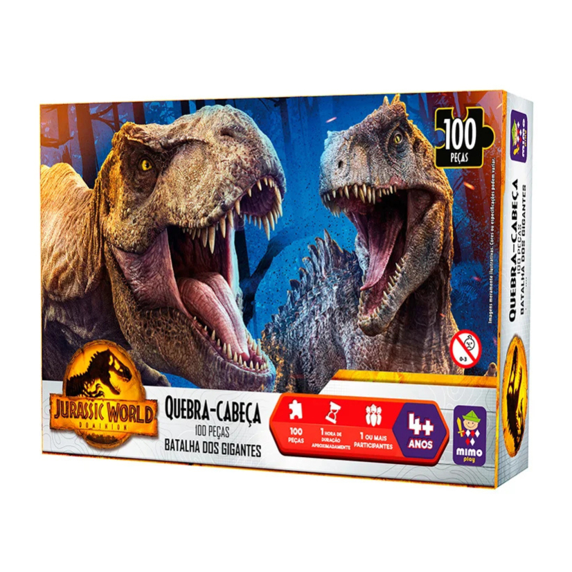 Quebra Cabeça 100 peças Jurassic World Dominion Batalha dos Gigantes - Mimo Toys