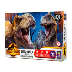 Quebra Cabeça 100 peças Jurassic World Dominion Batalha dos Gigantes - Mimo Toys
