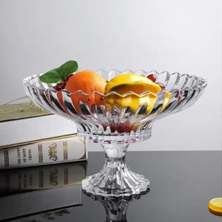 Centro De Mesa Fruteira Lótus Vidro Incolor C/ Pé 30cm