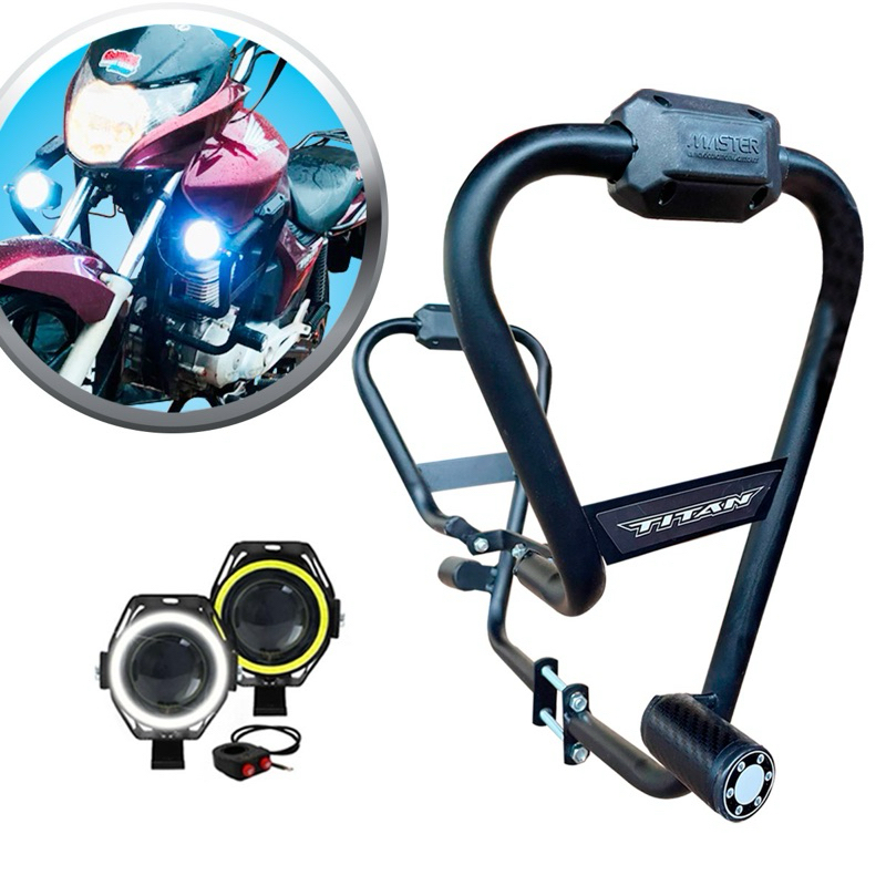 Protetor Mata Cachorro e Carenagem Fan Titan 150 160 Slider Fixo Led U7