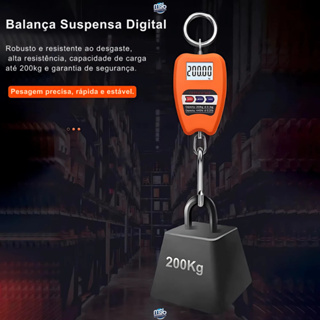 Balança Precisão Digital Suspensa 200kg Pilha Profissional Portatil LCD Industrial Gancho Guindaste em Oferta na Shopee