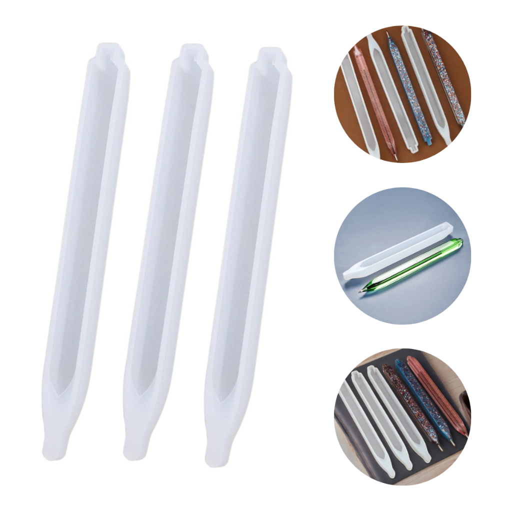Kit 3 Moldes Silicone Criação Formato Caneta 03 Quadrada Resinas Artesanatos
