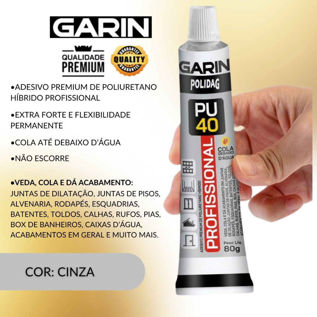 PU40 Cinza Adesivo Cola Selante De Poliuretano 80g Garin em Oferta na Shopee