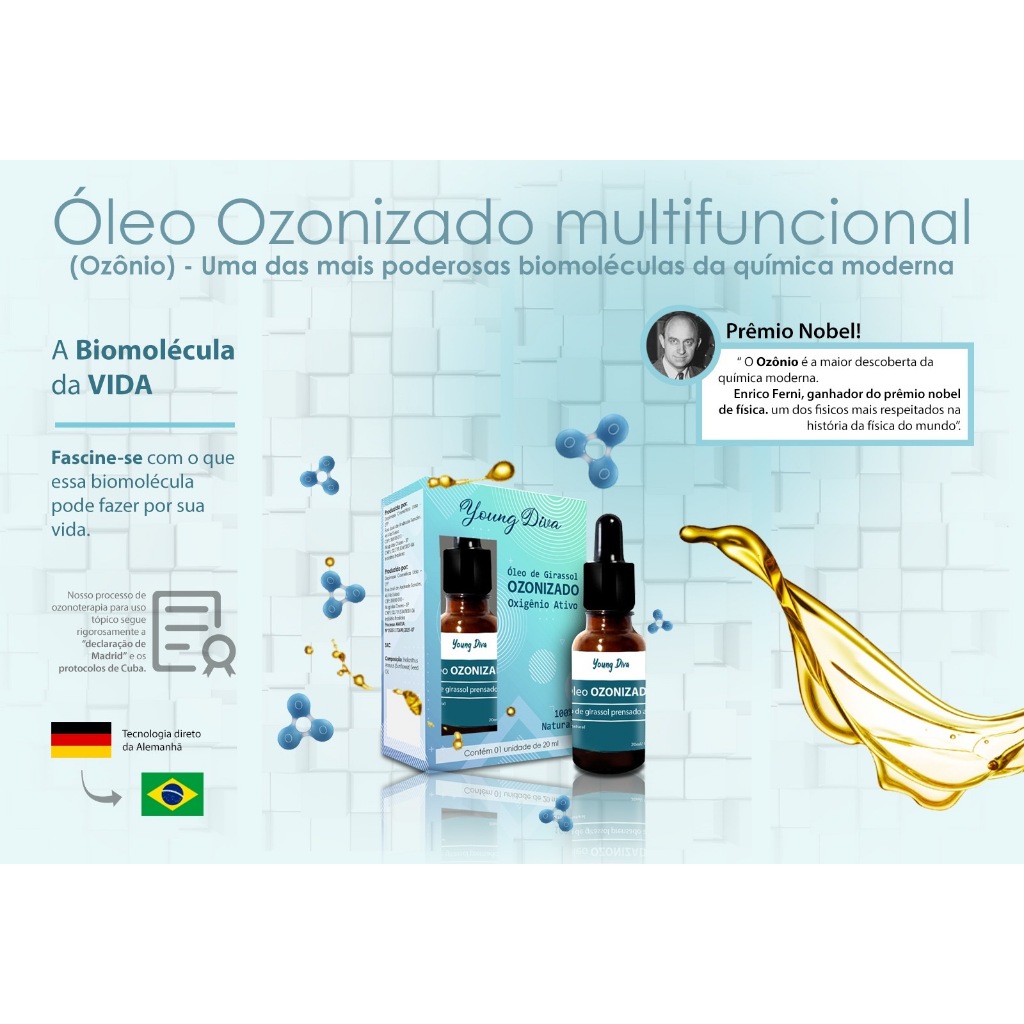 Oleo de Girassol Ozonizado Super Concentrado Young Diva Ozonio Ativo Muito Potente 20ml