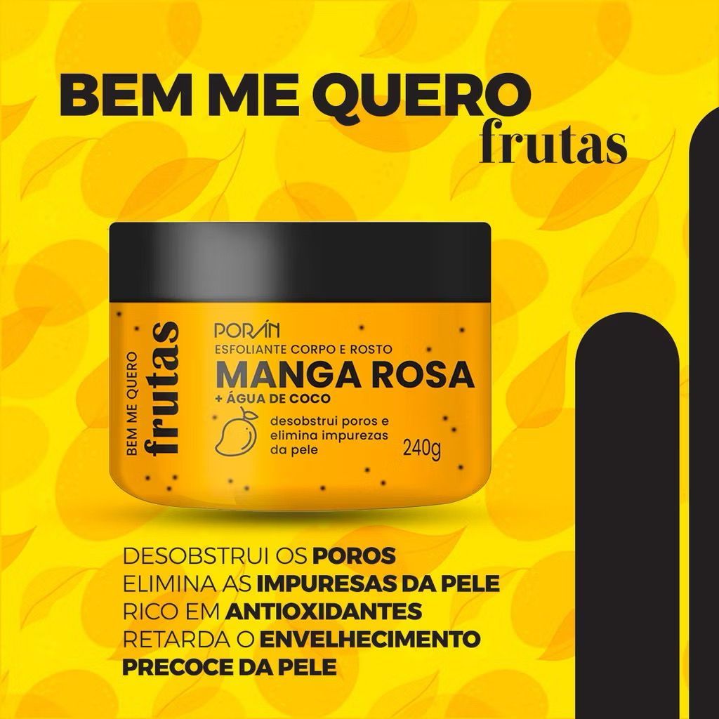 Esfoliante Corporal e Facial Bem Me Quero Manga Rosa - Poran Skin Care, Hidrata e Elimina Imporezas