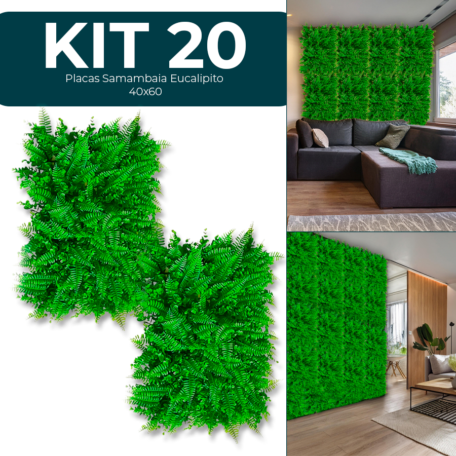 20 Placas de Samambaia/Eucalipto 60x40cm Muro Ingles Premium em Oferta na Shopee
