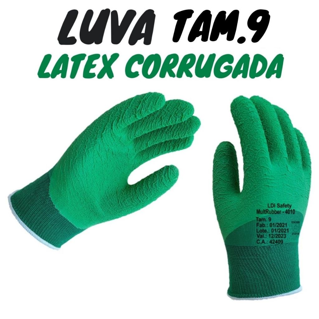 Luva Multitato Verde Latex Corrugado Rubber Coleta Seletiva