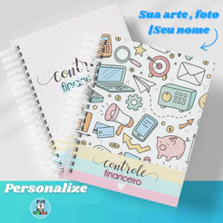 Caderno Controle Financeiro Personalizado Com Nome - Sua arte - Presente - finanças porquinho