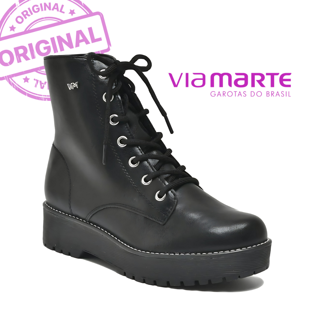 Bota Coturno Plataforma Semi Tratorada Conforto Via Marte Original Envio Imediato