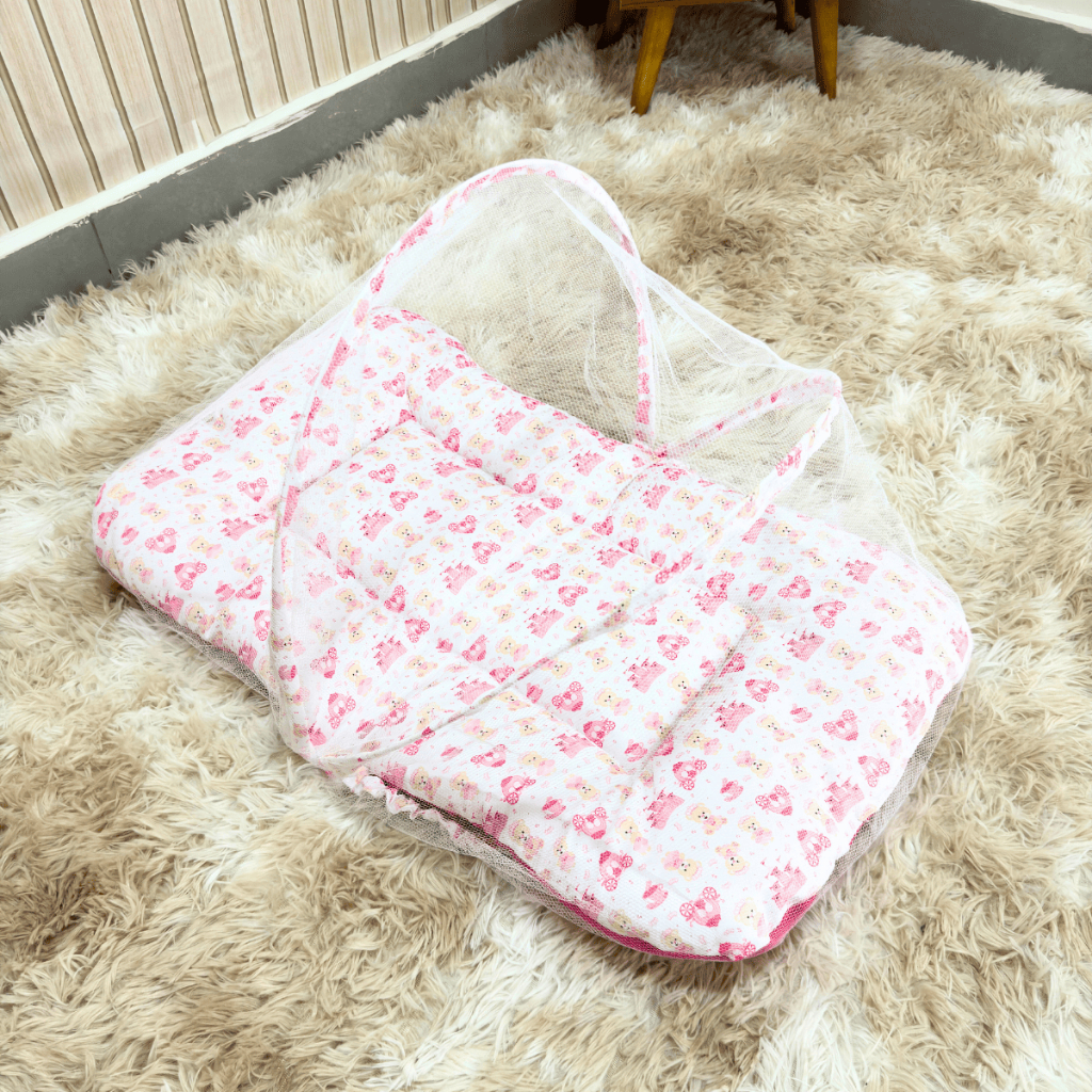 Bercinho Portátil Bebê Mosquiteiro Respirável Acolchoado Dobrável Algodão Tenda Estampado