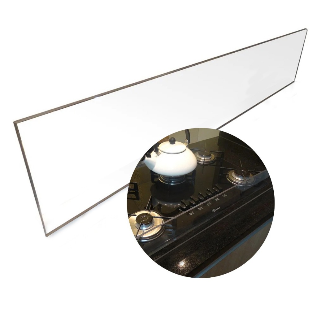 protetor de Fogão cooktop Defletor De Óleo Evita e Protege Contra Respingos 2 Bocas Acrilico 53x14,5x3cm