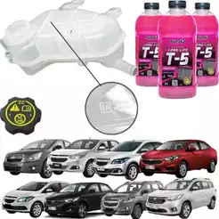 Kit Reservatório Água Radiador Onix Spin Cobalt Prisma Com Tampa e Aditivo
