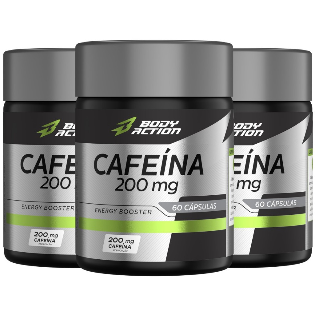 Kit 3x Cafeína 200mg Energy Booster Total 180 Caps Bodyaction - Health