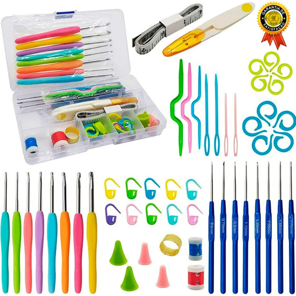 Kit Estojo Crochê Agulhas Soft Tricô Completo Cabo Emborrachado IMT Acessórios