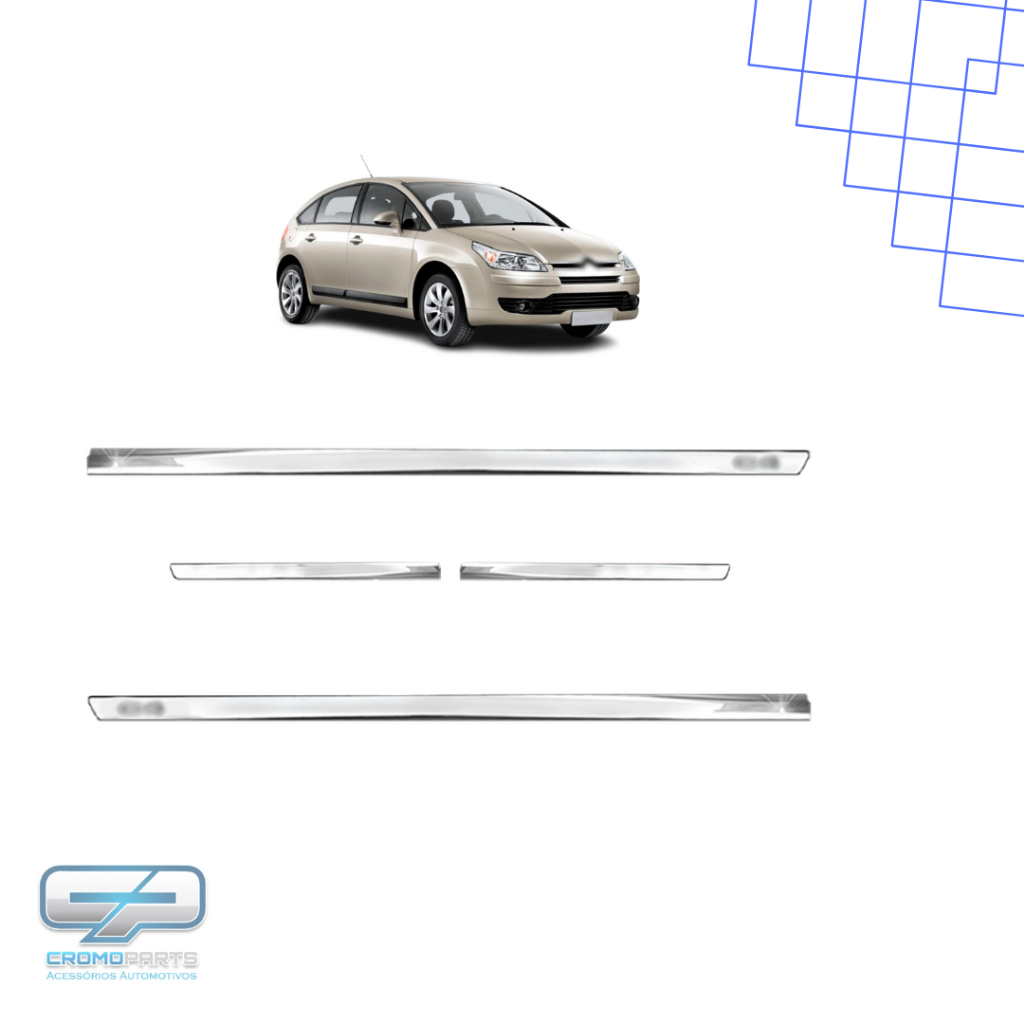 Friso Slim Cromado Adaptável para C4 2005 á 2025 Personalizado Cromado 4 Portas