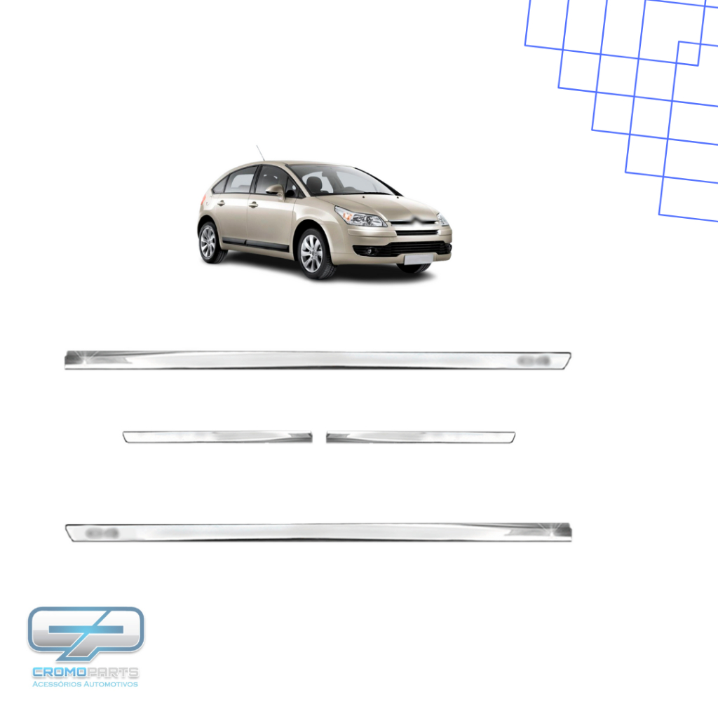 Friso Slim Inferior Cromado Adaptável para C4 2005 á 2025 Personalizado Cromado 4 Portas