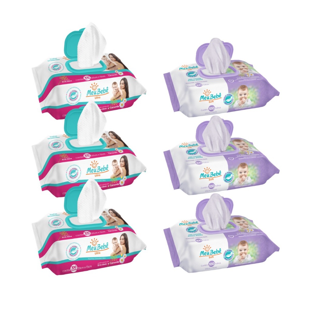 Kit Toalha Umedecida Meu Bebê 600 Folhas - Misto Ultra e Soft em Oferta na Shopee