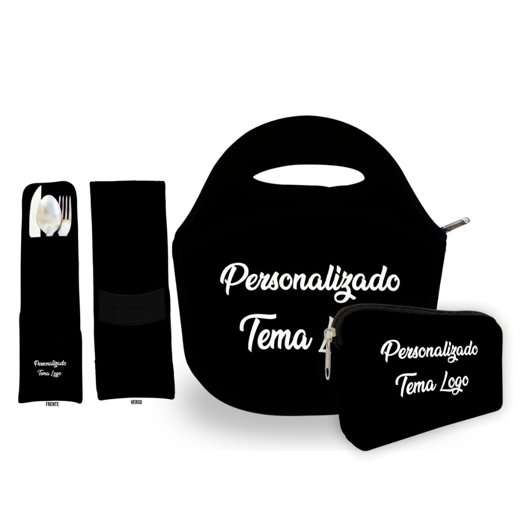 Kit Basic Isoflex Lancheira Isoflex Necesaire Isoflex Porta Talher em Neoprene