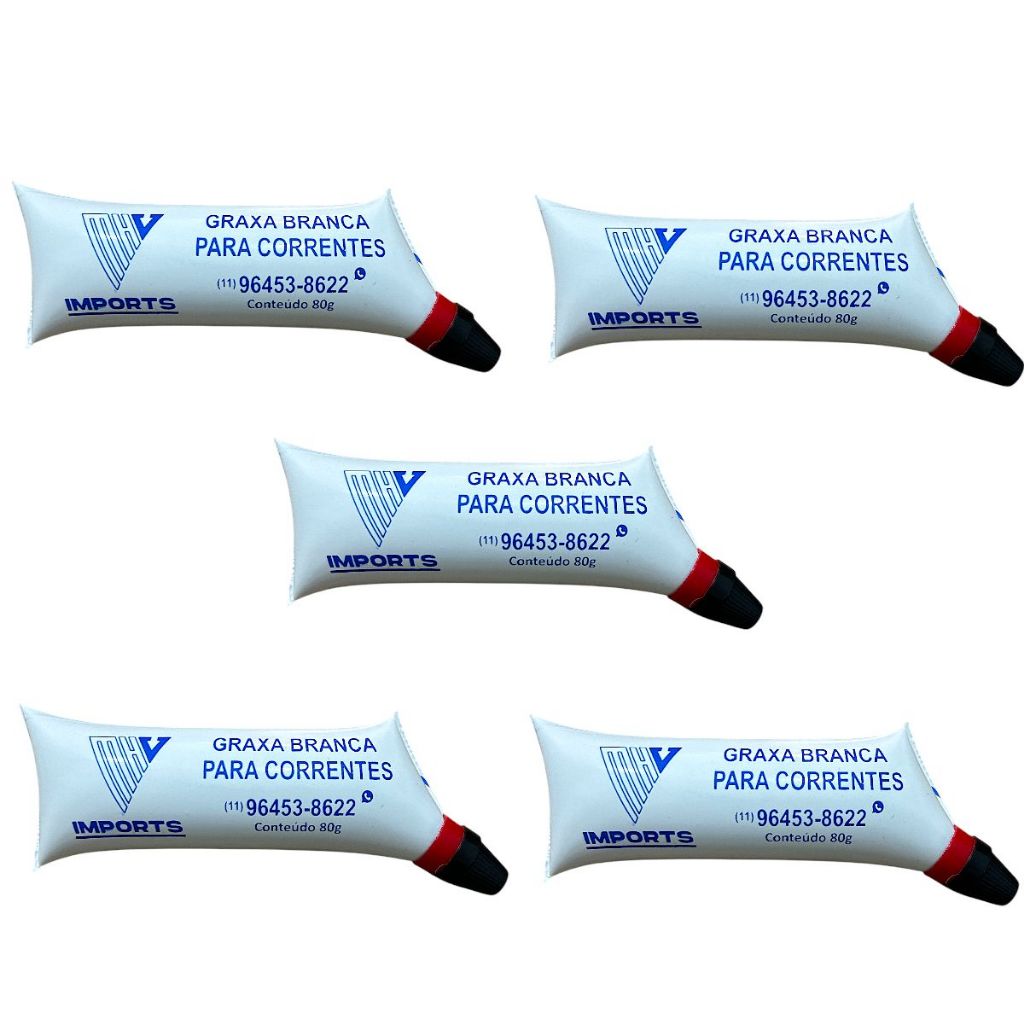 Kit Com 5 Graxa Branca Lubrificante Para Corrente De Transmissão em Oferta na Shopee