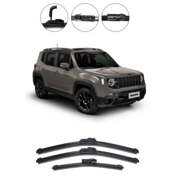 Kit Palhetas Limpador De Parabrisa Dianteiro + Traseiro Para Jeep Renegade 2016 até 2025 em Oferta na Shopee