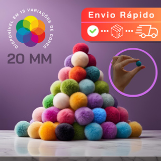 Kit Pompom de poliéster 20mm com 100, 200, 300 e 500 unidades bolinha diversas cores em Oferta na Shopee