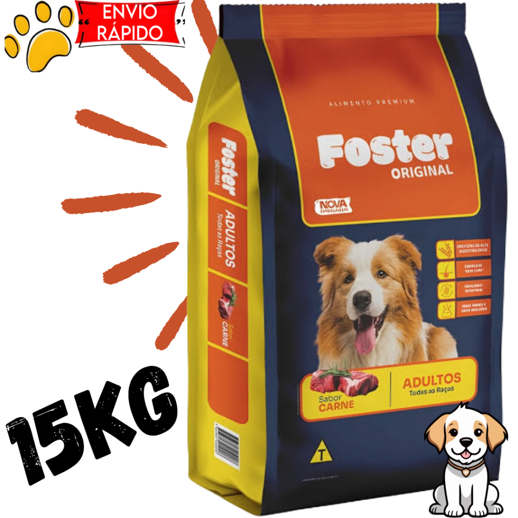 Ração Foster Original 15kg cães Adultos- Envio Rápido em Oferta na Shopee