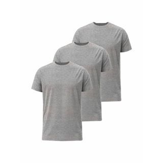 Kit Com 3 Camisetas Manga Curta 100% Poliéster - Cinza Mescla em Oferta na Shopee