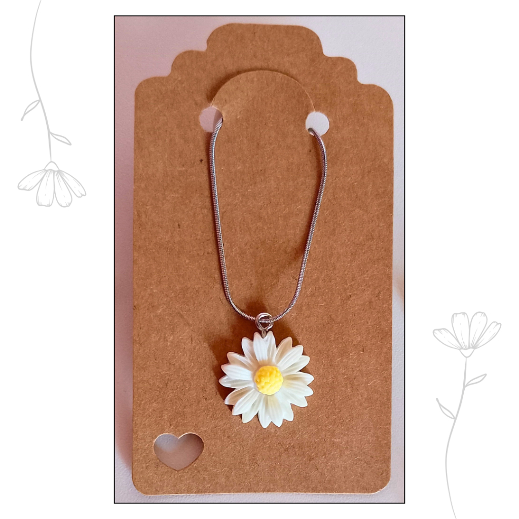 Colar Flor Margarida Branca - 1 unidade. em Oferta na Shopee