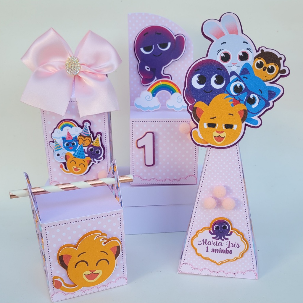 Kit Festa Bolo Fofos - Menina -  Lembrancinhas personalizadas - caixinhas personalizadas - papelaria personalizada
