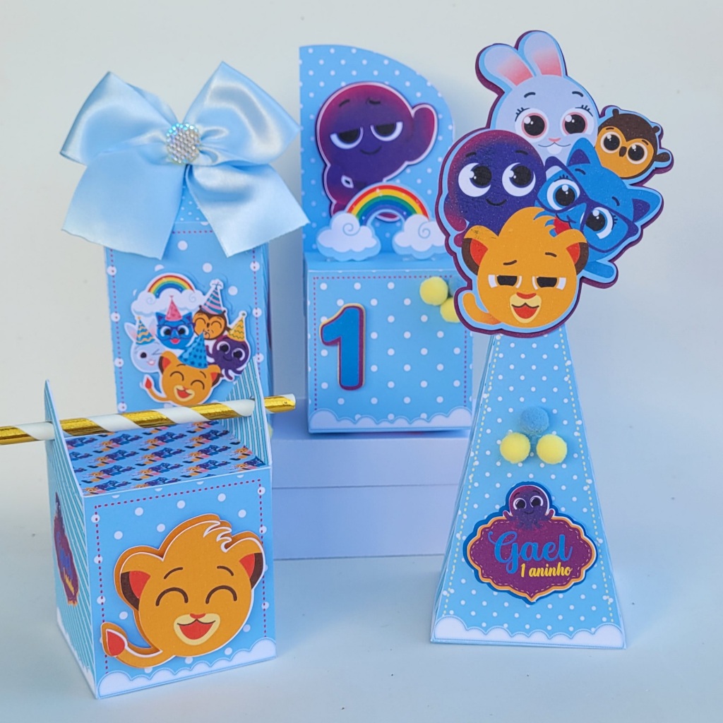 Kit Festa Bolo Fofos - Menino-  Lembrancinhas personalizadas - caixinhas personalizadas - papelaria personalizada