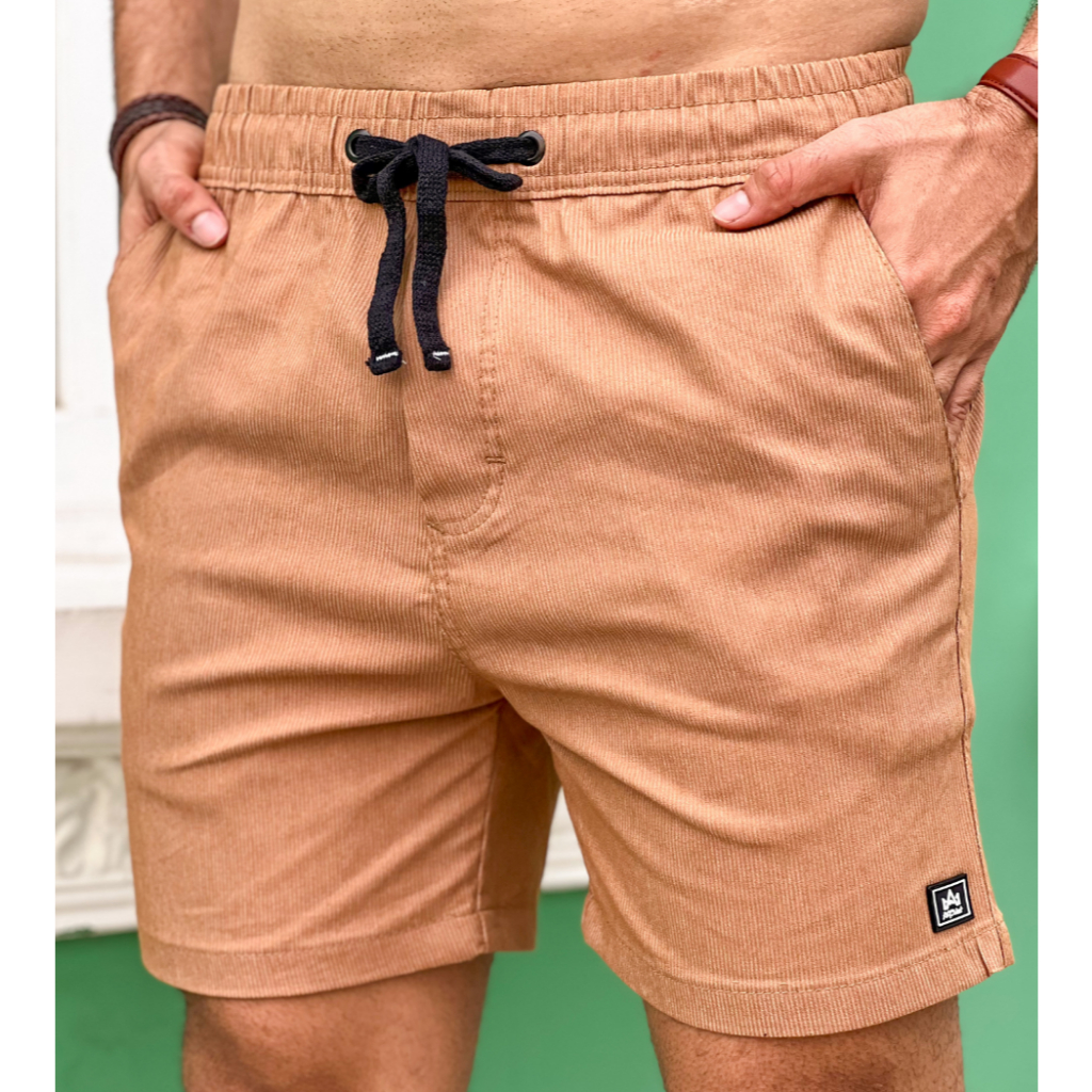 Bermuda Mauricinho Sarja Cotelê Com Lycra Cós Com Elastico Short Colorido Estilo e Conforto