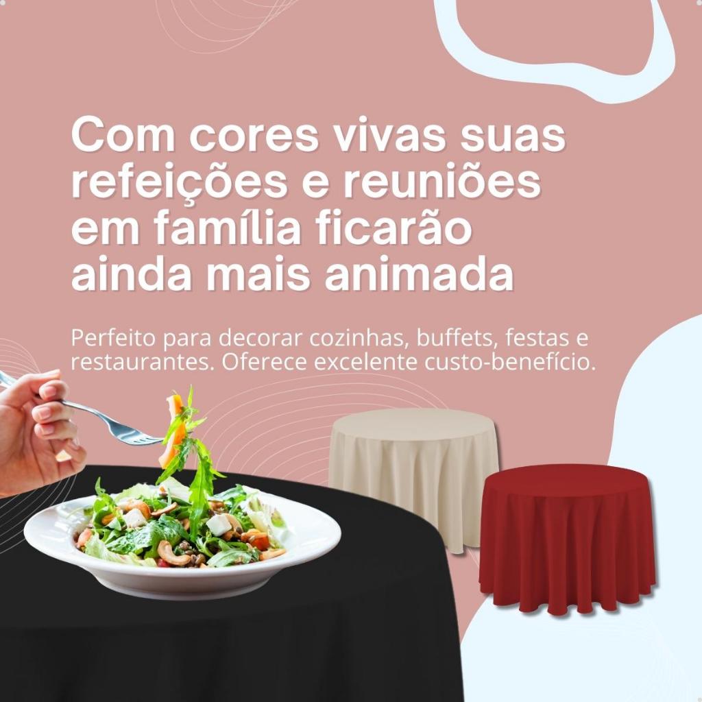 Toalha De Mesa Redonda 2,60m Diâmetro Oxford Festa Buffet Com Bainha Industrial