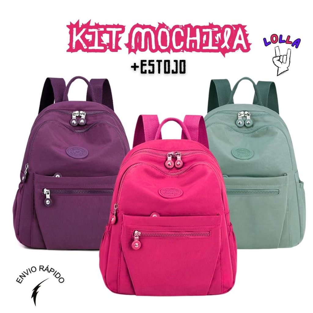 Kit Mochila + Estojo de Nylon Leve - Viagem Moda Lollapalooza 2025