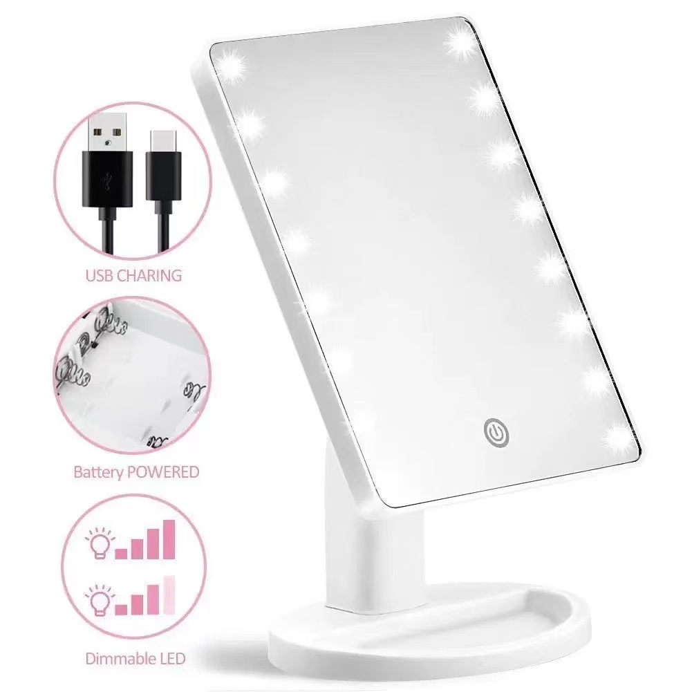 Espelho 16 Leds De Mesa Maquiagem Rotação Touch Screen Brilhoso Rotação 360º Horizontal e Vertical Portátil em Oferta na Shopee