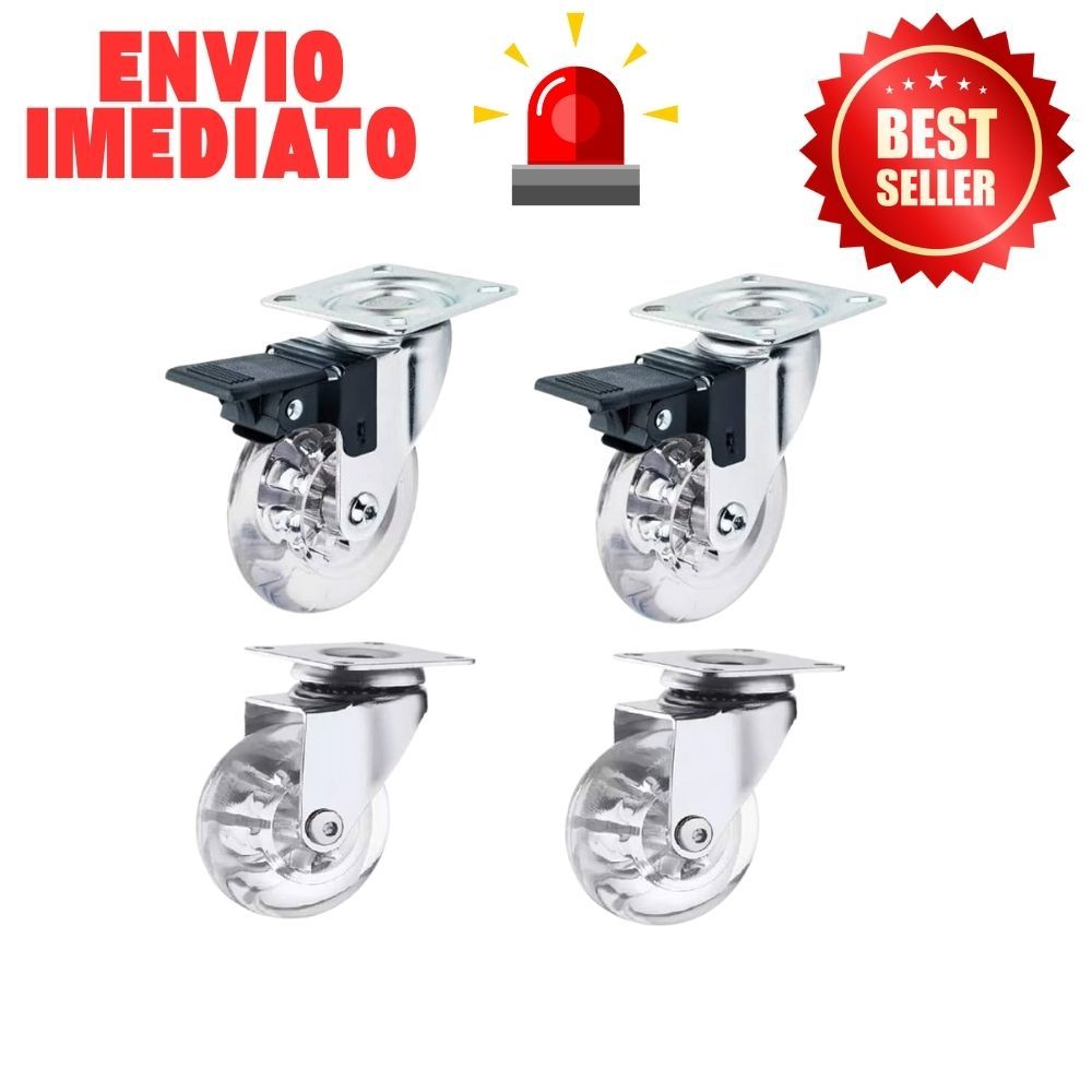 Kit Rodas Giratórias  4 , 6, 8,12 ou 16 Silicone Rodinhas GEL Forte 50mm Com Freio + Sem Freio