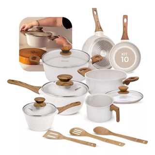 Jogo De Panelas Indução Kit 10 Peças Revestimento Cerâmico Style Cook Marmol - Mimo Style Premium em Oferta na Shopee